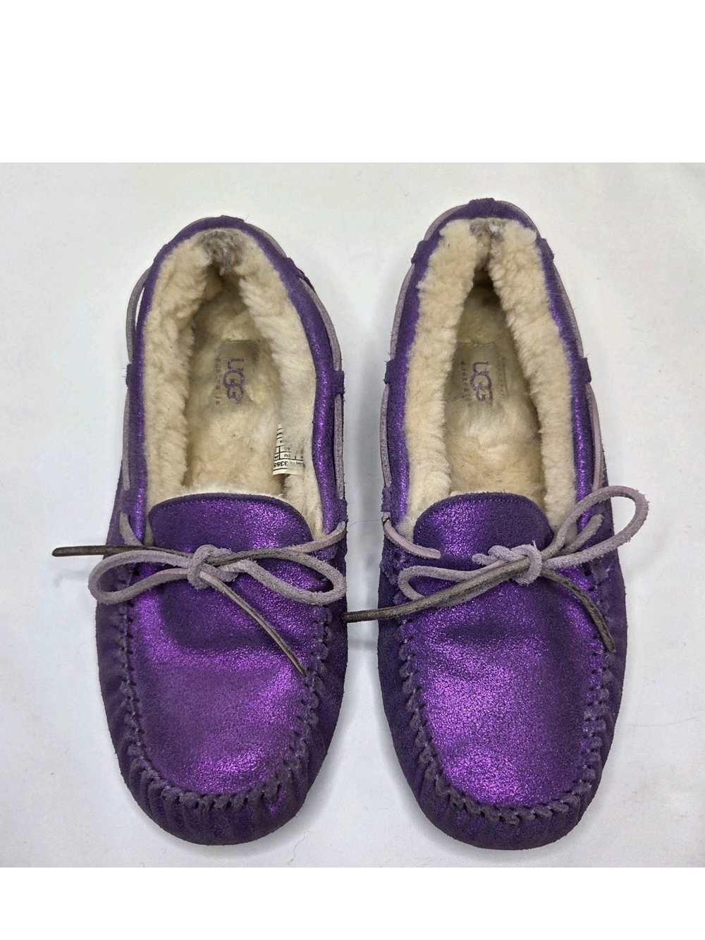 UGG Dakota Slipper Metallic Purple Womens Size 9 Moccasins Y2k McBling Cozy